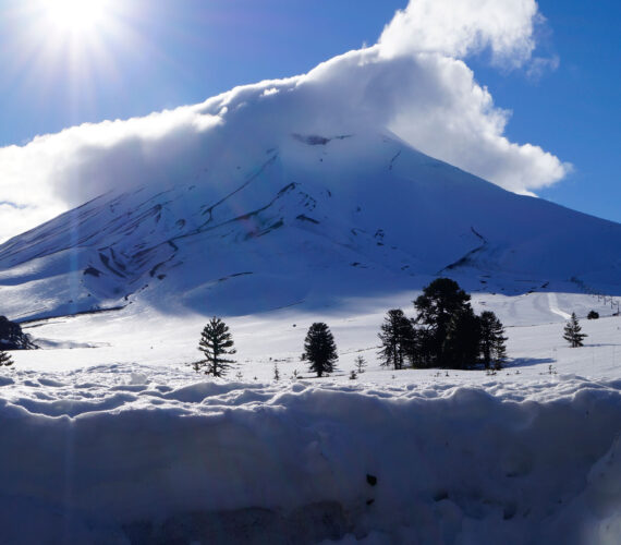 Volcano Lonquimay in spring, Malalcahuello Volcano Lonquimay in spring, Malalcahuello